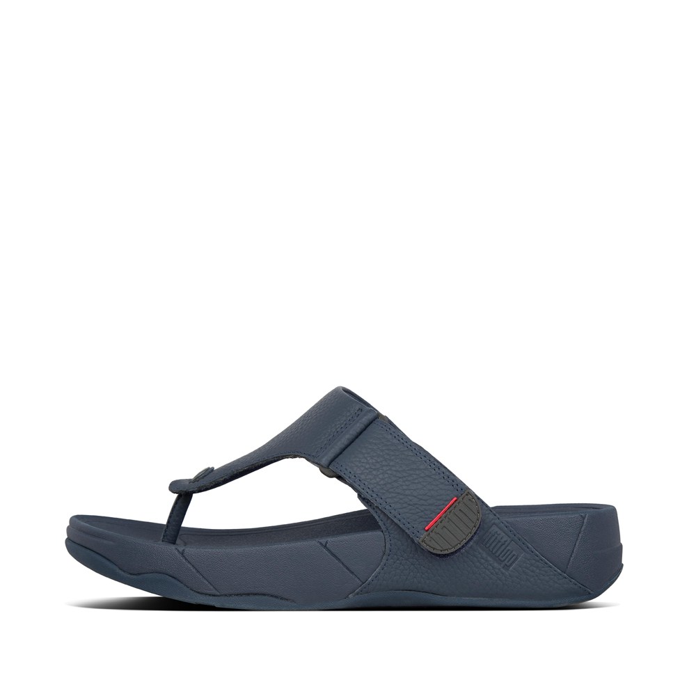 Fitflop Man Sandals Navy - Trakk Ii Leather Toe-post - PK4072658